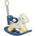 Qaba Rocking Horse, 4 in 1 Baby Ride on Horse, Push Car, Sliding Car with Detachable Balance Board & Push Handle, for 2-5 Years, Blue