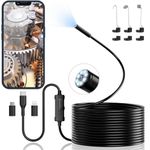 Endoscope Camera with Light, Ennovor 1920P HD, Endoscope Inspection with 8 Adjustable LED Lights, Borescope with Flexible Rigid Snake Camera, IP67 Waterproof and No WiFi Required, for Android iOS