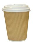 We Can Source It Ltd - 100 X Kraft Triple Walled Disposable Paper Ripple Cups with Free White lids - Available in 4oz 8oz, 12oz, 16oz - Fully Recyclable Within UK Recycling centres. (16oz)