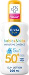 NIVEA SUN Kids Protect & Sensitive Spray (200ml) Sunscreen Spray with SPF 50+, Kids Suncream for Sensitive Skin, Immediately Protects Against Sun Exposure