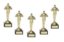 TrophyMaster 5 x Personalised Engraved Achievement Statue Trophy Award Gold Oscar Style 171mm / 7"