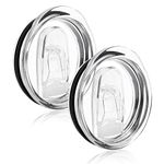 2PCS 20 Oz Skinny Replacement Lids Tumbler Replacement Lids Clear Spill Proof Durable Covers Tumblers Lid Cup Plastic Splash Resistant Sliding Covers Fit For Mouth Tumbler Cooler Cup