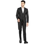 WINTAGE Mens Polyester Cotton Plain Black Two Piece Suit : 38/ S