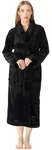 NY Threads Womens Fleece Bathrobe - Shawl Collar Soft Plush Robe Spa Robe (Large, Black)