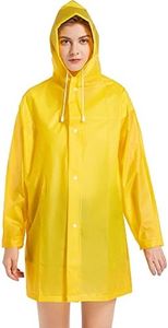 LANSHULAN Womens Unisex Easy Carried Translucent Thicken EVA Raincoat (M(5'-5'5) Yellow)