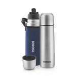 Borosil Hydra Thermo 750 ml Stainless Steel Water Bottle | Double Wall Vacuum Insulated Flask | 24 Hours Hot and Cold | Bottle for Office, Gym, School, Blue