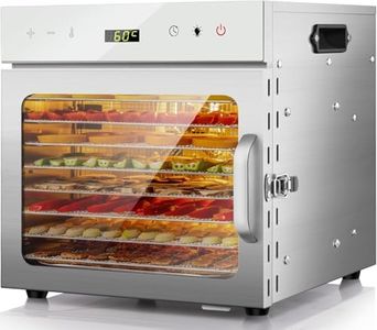 Kwasyo Stainless Steel Food Dehydrator, 8 Tray Fruit Dryer Machine with Free Recipe Book, BPA-Free, 30~90℃ Temperature Setting, Max 24h, Dehydrator Food Dryer UK for Vegetables, Meats