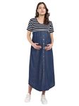 MAMMA'S MATERNITY Women's Knee-Length Maternity Dress (MAMBLWHTSLD2011_Blue and White_2XL)