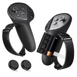 CloudValley Controller Grip Cover Compatible with Meta/Oculus Quest 3S /Quest 3, with Battery Opening Silicone Cover & Adjustable Leather Knuckle Straps [Not for Charging Dock], Black