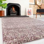 Plush Shaggy Rugs Purple Cream Soft Mottled Thick Pile Large Small Heather Lounge Living Room Bedroom Area Rug 121cm x 171cm