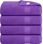 Bath Towels Pack of 4 Egyptian Cotton Towel Set Highly Absorbent Soft Bathroom Towels Set of 4 Ring Spun Cotton Quick Dry Large Towels (Aubergine)