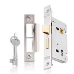 XFORT® 3 Lever Polished Chrome Mortice Sashlock 62mm, Door Lock with Key for Internal and External Doors, Door Latch Mechanism and Key Locking Door Security, CE Approved and Fire Rated Protection.