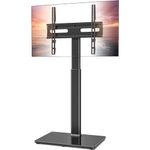 Universal Floor TV Stand with Mount 80 Degree Swivel Height Adjustable and Space Saving Design for Most 27 to 65 inch LCD, LED OLED TVs, Perfect for Corner & Bedroom AX1006TB