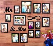 Art Street You Me Infinity - Mr & Mrs Set Of 14 Individual Black Wall Photo Frame For Couples And Wedding Gifts, Valentine Day Gift (Mix Size - 6-6X8, 6-4X6, 2-8X10) With Mdf Plaque