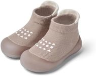 Bearbay Baby Sock Shoes Baby Walking Shoes Infant Non-Slip Breathable Slippers with Soft Rubber Sole Baby Boys Girls Sneakers khaki
