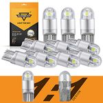 Auxbeam 194 LED Bulbs White 10 PCS, T10 LED Bulbs 6000K 3030 Chipsets T10 W5W 168 2825 LED Replacement Bulbs for License Plate Side Marker Lights, Map Door Courtesy Dashboard Reading Lights