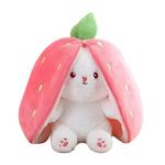 Webby Strawberry Rabbit Plush Soft Toys | Cute and Adorable Bunny with Zipper Stuffed Animal Toys | Decorative and Gift Items for Kids and Adults - 30 CM