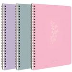 FTWOMGii Aesthetic Spiral Notebook Set of 3 For Women,A5 Spiral Notebook,Cute College Ruled Spiral Notebook,Durable PP Hardcover and 80 Sheets /160 Lined Pages,for School and Office Journal Notepad