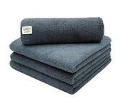 SOFTSPUN Microfiber Basic Cleaning Cloths 4 pcs 40x40 cms 280 GSM Grey! Thick Lint & Streak-Free Multipurpose Cloths - Automotive Microfibre Towels for Car Bike Cleaning Polishing Washing & Detailing.