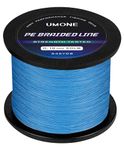 UMONE Fishing Line, Superline Abrasion Resistant Braided Lines,Zero Stretch, 8 Strand, Ocean Blue, 328YDS, 100LB, 0.6MM