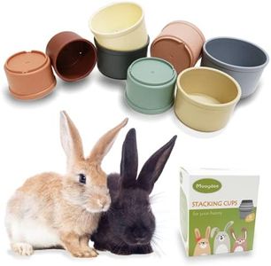 Mooydee 8 Pcs Stacking Cups for Rabbits Guinea Pig Reusable Multi-Colored Bunny Toys Rabbit Toys of Different Sizes, Safe Plastic Nesting Toys for Bunny Small Animals Hiding Food and Playing