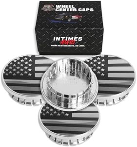 InTimesAuto 59MM 2.3 Inch Wheel Center Caps Rim Wheel Center Hub Caps, Pack of 4 Chrome with American Flag