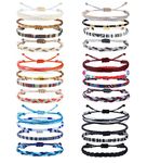 Morfetto 24 Pcs Boho Surfer Bracelet Anklet Adjustable Beaded Anklets Handmade Braided Bracelet Colorful Anklet Summer String Rope Ankle Bracelets for Women Men (Bead)