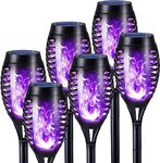 Solar Lights Outdoor Garden, 6 Pack Solar Flame Lights LED Purple Flickering Flames, IP65 Waterproof Solar Torch Lights for Pathway Garden Patio Yard Halloween Christmas Decorations Purple