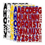 270 pcs 2 Inch Iron On Letters Heat Transfer Letters, Alphabets for Sport Jerseys T Shirts Team Name Clothes Slogan Printing DIY Crafts Decoration (5 Sheets (White,Blue,Red,Yellow,Black))