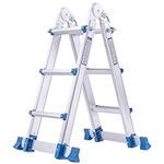 SPIEEK 14 FT Extension Ladder, A Frame 3 Step Ladder, Anti-Slip Multi Position Telescoping Ladder Aluminum Folding Ladder with Stabilizer Bar,330 lbs Capacity for Household or Outdoor Work