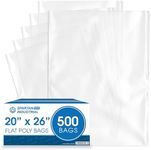 20" X 26" Open-End Flat Clear Poly Bags (500 Count) - 1.1 Mil Clear Plastic Bags for Packaging, Clothing, Storage - No Adhesive Strip - Spartan Industrial