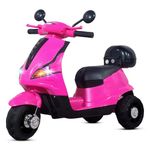 Kidsmate Swift Electric Scooter for Kids | Battery Operated Ride-On Toy with Music & LED Headlights | Wide Seat, Foot Accelerator with Front and Back Storage compartments | for Ages 2-6 Yrs - Pink