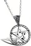 ATDMEI Supernatural Star Pentagram Pendant Necklace for Mens Women Stainless Steel Vintge Gothic Jewelry