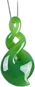 yigedan Collier en jade vert naturel de style maori avec un pendentif double torsion