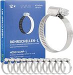 Hose Clamps Assortment: 12x Hose Clamps Stainless Steel – Adjustable Clips 1.0 inch to 1.6 inch – Stainless Steel Pipe Clamp, Pipe Clamps Set – LIVAIA