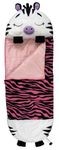 Happy Nappers - Perfect Play Pillow Large Size- 30" Pillow Extends to 66" Sleeping Bag - Zinnia Zebra