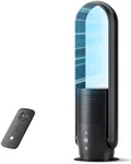U ULTTY Bladeless Tower Fan and Air Purifier in one, Quiet Tower Fan with Remote, Touch, 9 Speeds, 8H Timer, HEPA Filter 99.97%, 90° Oscillation Fans, Floor Fans Powerful for Home Office Room, Black