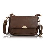 LANCER Vegan Leather Casual Trendy Hobo Crossbody Daytrip Side Shoulder Tote Sling Bag For Women, Brown