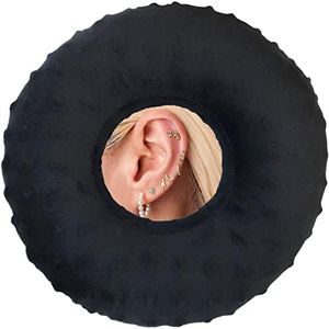 BNRendles Ear Piercing Pillows for Side Sleeper with Ear Hole CNH Piercing Pillows Support Head Neck Ear Pain Relief Ear Pressure Sore Side Sleeping Ear Guard, Minky Dot Black