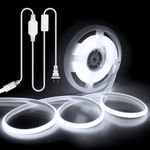 ALITOVE 3M COB LED Lights Strip for Bedroom AC110V Plug in with Switch 10FT LED Neon Rope Lights Waterproof Cool White 6000K LED Tape for Garden Patio Pool DIY Lighting and Home Decoration