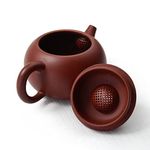 Teapot Chinese Zisha Clay Red Pot Dahongpao Xishi for Loose Gongfu Tea (M Red SQ)