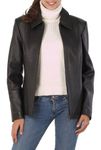 BGSD Women Miranda New Zealand Lambskin Leather Jacket Black Plus Size 1X Petite