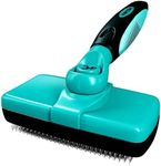 Hertzko Dog Brush for Shedding - Self Cleaning Slicker Brush for Dogs and Cats - Gently Removes Loose Hair, Tangles, and Dirt - Grooming Brush Suitable for Long or Short Coats - Aqua