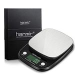 hanmir Digital Kitchen Scale, Electronic Weighing Scale with LCD Display, 3Kg/1g, Stainless Steel Accurate Kitchen Scale, Black (Batteries Included)