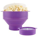 EMEF Microwave Popcorn Popper in an easy to make Popcorn Maker Collapsible Silicon Bowl (Purple)