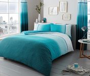 De Lavish Urban Ombre Duvet Cover Quilt Bedding Set With Pillowcases Polycotton Reversible SuperKing Size Bed, Teal