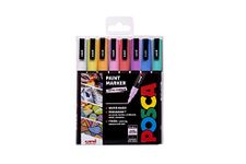 Posca Pens PC-3M Fine Acrylic Felt Tip Coloured Permanent Paint Markers for Adults and Kids. Perfect for Colouring, Fabric, Graffiti, Watercolour, Outline Drawing, Window and Glass Art. 8 Pack