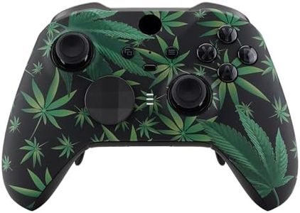 eXtremeRate Green Weeds Patterned Faceplate Cover, Soft Touch Front Housing Shell Case Replacement Kit for Xbox One Elite Series 2, Xbox Elite 2 Core Controller Model 1797 - Accent Rings Included