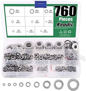 Keadic Various Spring Lock Washer Flat Washers Kit, Silver