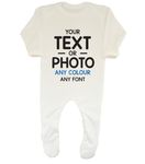 Shopagift Baby Personalised Any Text and Any Colour Sleepsuit Romper Annoucement Reveal Custom Gift White